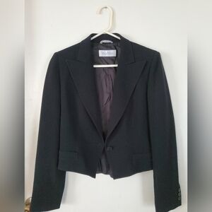 Max Mara black bustled blazer jacket sz 44